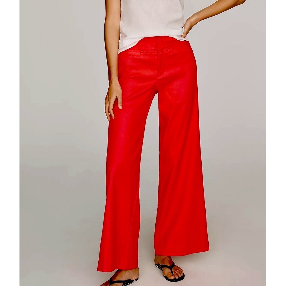 Maeve Anthropologie Red Wide Leg High Rise Trousers Pants Tall 34T XL